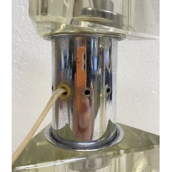 COPPIA ABATJOUR Alessandro Mendini ANNI 70 LAMPADA TAVOLO DESIGN ACCIAIO VETRO