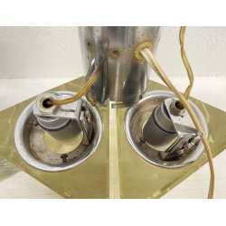 COPPIA ABATJOUR Alessandro Mendini ANNI 70 LAMPADA TAVOLO DESIGN ACCIAIO VETRO