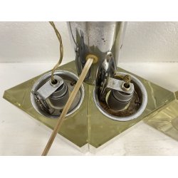 COPPIA ABATJOUR Alessandro Mendini ANNI 70 LAMPADA TAVOLO DESIGN ACCIAIO VETRO