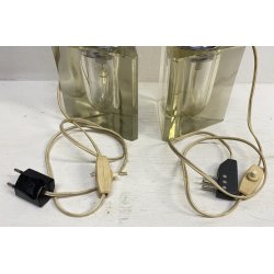 COPPIA ABATJOUR Alessandro Mendini ANNI 70 LAMPADA TAVOLO DESIGN ACCIAIO VETRO