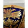 VASO CENTROTAVOLA Robbia MAIOLICA LUSTRO METALLICO DECORO VEGETALE ANSE a DRAGO