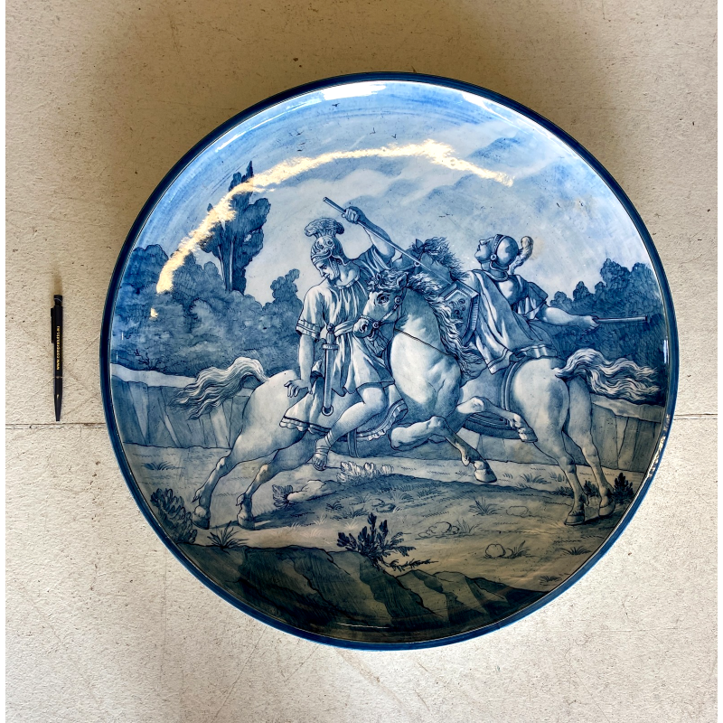 GRANDE PIATTO PARATA CERAMICA CSF DECORO ISTORIATO "La morte di Bruto" ø 61 cm