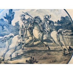 GRANDE PIATTO PARATA CERAMICA CSF DECORO ISTORIATO "La morte di Bruto" ø 61 cm