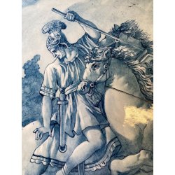 GRANDE PIATTO PARATA CERAMICA CSF DECORO ISTORIATO "La morte di Bruto" ø 61 cm