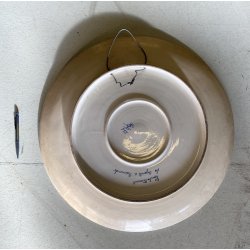 GRANDE PIATTO PARATA CERAMICA CSF DECORO ISTORIATO Combattimento ø 61cm RESTAURI