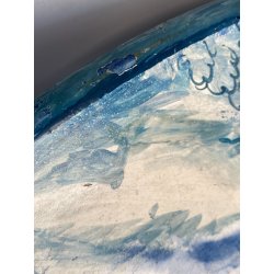 GRANDE PIATTO PARATA CERAMICA CSF DECORO ISTORIATO Combattimento ø 61cm RESTAURI