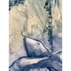 GRANDE PIATTO PARATA CERAMICA CSF DECORO ISTORIATO Combattimento ø 61cm RESTAURI