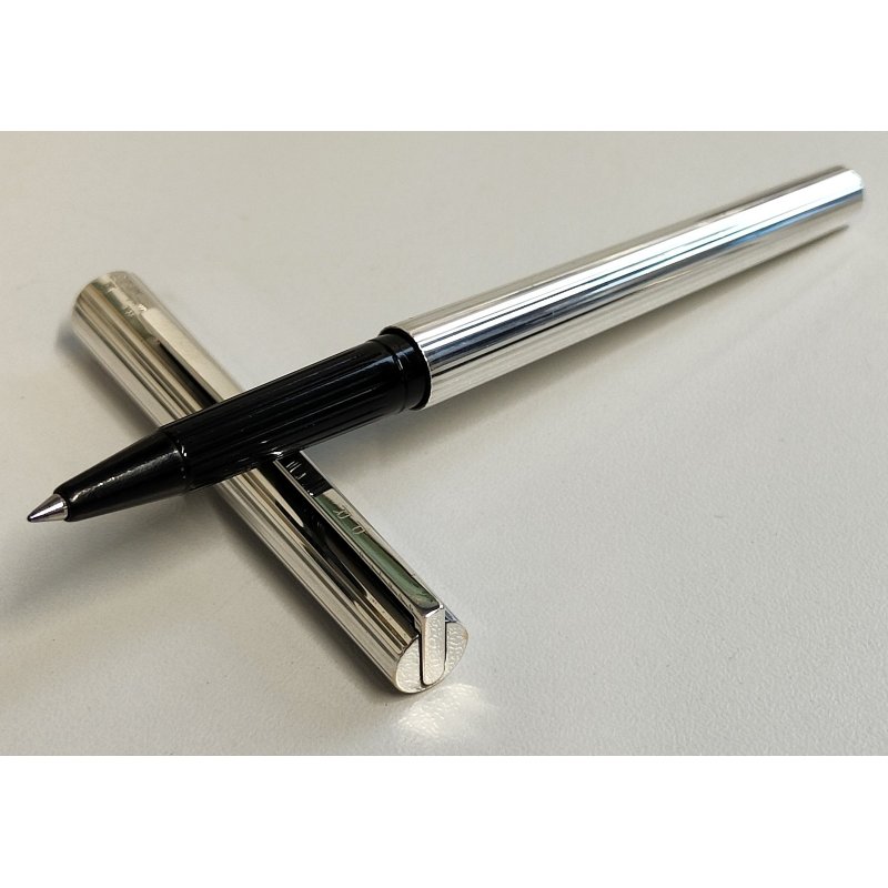 ST DUPONT Classic PENNA SFERA ARGENTATA GODRON Vintage Ballpoint Pen COLLEZIONE