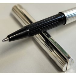ST DUPONT Classic PENNA SFERA ARGENTATA GODRON Vintage Ballpoint Pen COLLEZIONE