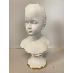 COPPIA SCULTURA BUSTO FANCIULLI CERAMICA Capodimonte Biscuit BIANCO 20 cm/h