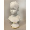 COPPIA SCULTURA BUSTO FANCIULLI CERAMICA Capodimonte Biscuit BIANCO 20 cm/h