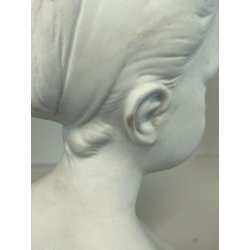 COPPIA SCULTURA BUSTO FANCIULLI CERAMICA Capodimonte Biscuit BIANCO 20 cm/h