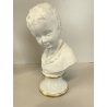 COPPIA SCULTURA BUSTO FANCIULLI CERAMICA Capodimonte Biscuit BIANCO 20 cm/h