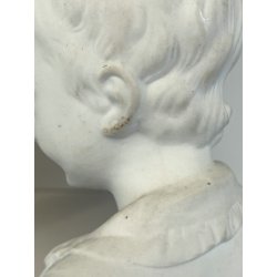 COPPIA SCULTURA BUSTO FANCIULLI CERAMICA Capodimonte Biscuit BIANCO 20 cm/h