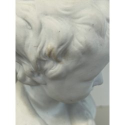 COPPIA SCULTURA BUSTO FANCIULLI CERAMICA Capodimonte Biscuit BIANCO 20 cm/h