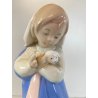 FIGURA PORCELLANA Rex Valencia "Girl & Lamb" BIMBA con AGNELLO 20,5 cm/h SPAIN