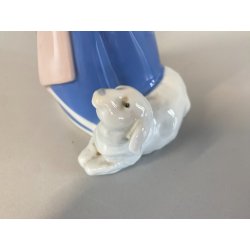 FIGURA PORCELLANA Rex Valencia "Girl & Lamb" BIMBA con AGNELLO 20,5 cm/h SPAIN