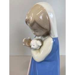 FIGURA PORCELLANA Rex Valencia "Girl & Lamb" BIMBA con AGNELLO 20,5 cm/h SPAIN