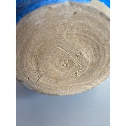 VASO GRES SMALTO CRISTALLIZZATO BLU DESIGN STUDIO POTTERY FIRMATO 24,5 cm/h MCM