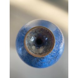 VASO GRES SMALTO CRISTALLIZZATO BLU DESIGN STUDIO POTTERY FIRMATO 24,5 cm/h MCM