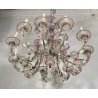ENORME LAMPADARIO CA' REZZONICO VETRO MURANO 1800 FOGLIE 12 LUCI VENEZIA FERRO