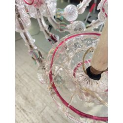 ENORME LAMPADARIO CA' REZZONICO VETRO MURANO 1800 FOGLIE 12 LUCI VENEZIA FERRO