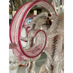 ENORME LAMPADARIO CA' REZZONICO VETRO MURANO 1800 FOGLIE 12 LUCI VENEZIA FERRO