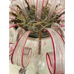 ENORME LAMPADARIO CA' REZZONICO VETRO MURANO 1800 FOGLIE 12 LUCI VENEZIA FERRO