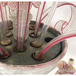 ENORME LAMPADARIO CA' REZZONICO VETRO MURANO 1800 FOGLIE 12 LUCI VENEZIA FERRO