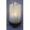 LAMPADA da TAVOLO "Forme metalliche"  BASE LEGNO DIFFUSORI VETRO GHIACCIATO '90s