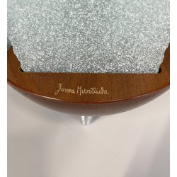 LAMPADA da TAVOLO "Forme metalliche"  BASE LEGNO DIFFUSORI VETRO GHIACCIATO '90s