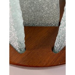 LAMPADA da TAVOLO "Forme metalliche"  BASE LEGNO DIFFUSORI VETRO GHIACCIATO '90s