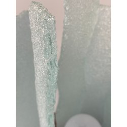 LAMPADA da TAVOLO "Forme metalliche"  BASE LEGNO DIFFUSORI VETRO GHIACCIATO '90s