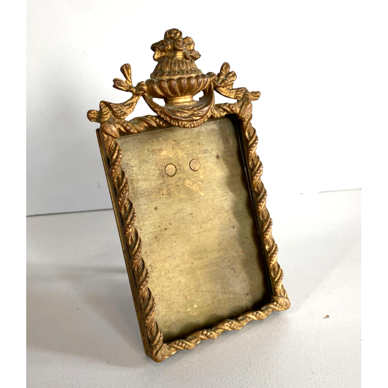 CORNICE DA APPOGGIO PORTA FOTO BRONZO DORATO OTTONE CIMASA ART NOUVEAU 7x13,5cm