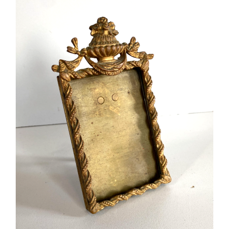 CORNICE DA APPOGGIO PORTA FOTO BRONZO DORATO OTTONE CIMASA ART NOUVEAU 7x13,5cm