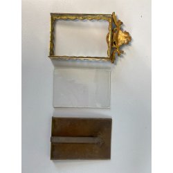 CORNICE DA APPOGGIO PORTA FOTO BRONZO DORATO OTTONE CIMASA ART NOUVEAU 7x13,5cm