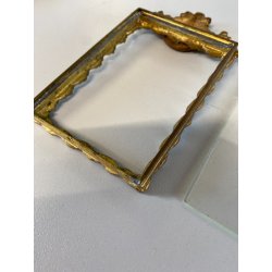 CORNICE DA APPOGGIO PORTA FOTO BRONZO DORATO OTTONE CIMASA ART NOUVEAU 7x13,5cm