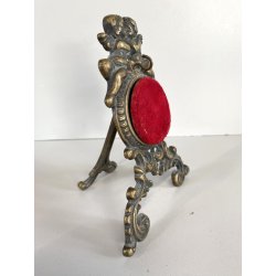ANTICO SUPPORTO OROLOGIO TASCHINO OTTONE BRUNITO DECORO PUTTI RICCIOLI SCRITTOIO