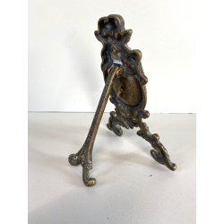 ANTICO SUPPORTO OROLOGIO TASCHINO OTTONE BRUNITO DECORO PUTTI RICCIOLI SCRITTOIO