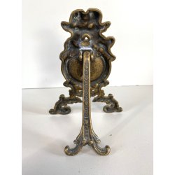 ANTICO SUPPORTO OROLOGIO TASCHINO OTTONE BRUNITO DECORO PUTTI RICCIOLI SCRITTOIO