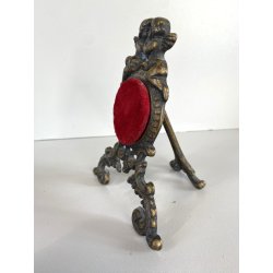 ANTICO SUPPORTO OROLOGIO TASCHINO OTTONE BRUNITO DECORO PUTTI RICCIOLI SCRITTOIO