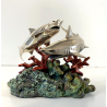 PICCOLA SCULTURA SQUALI PUNZONE ARGENTO 800 BASE POLICROMA BARRIERA CORALLINA
