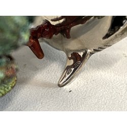 PICCOLA SCULTURA SQUALI PUNZONE ARGENTO 800 BASE POLICROMA BARRIERA CORALLINA