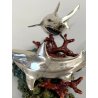 PICCOLA SCULTURA SQUALI PUNZONE ARGENTO 800 BASE POLICROMA BARRIERA CORALLINA