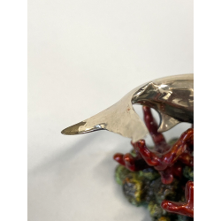 PICCOLA SCULTURA SQUALI PUNZONE ARGENTO 800 BASE POLICROMA BARRIERA CORALLINA