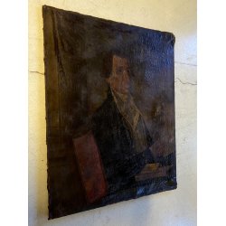 ANTICO DIPINTO OLIO TELA RITRATTO "Giacomo Boccioloni Speziale di Varallo" '800
