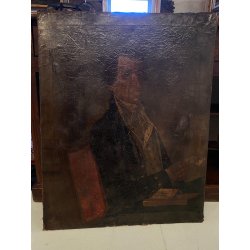 ANTICO DIPINTO OLIO TELA RITRATTO "Giacomo Boccioloni Speziale di Varallo" '800