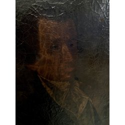 ANTICO DIPINTO OLIO TELA RITRATTO "Giacomo Boccioloni Speziale di Varallo" '800