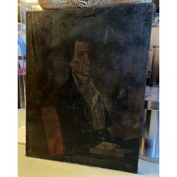 ANTICO DIPINTO OLIO TELA RITRATTO "Giacomo Boccioloni Speziale di Varallo" '800