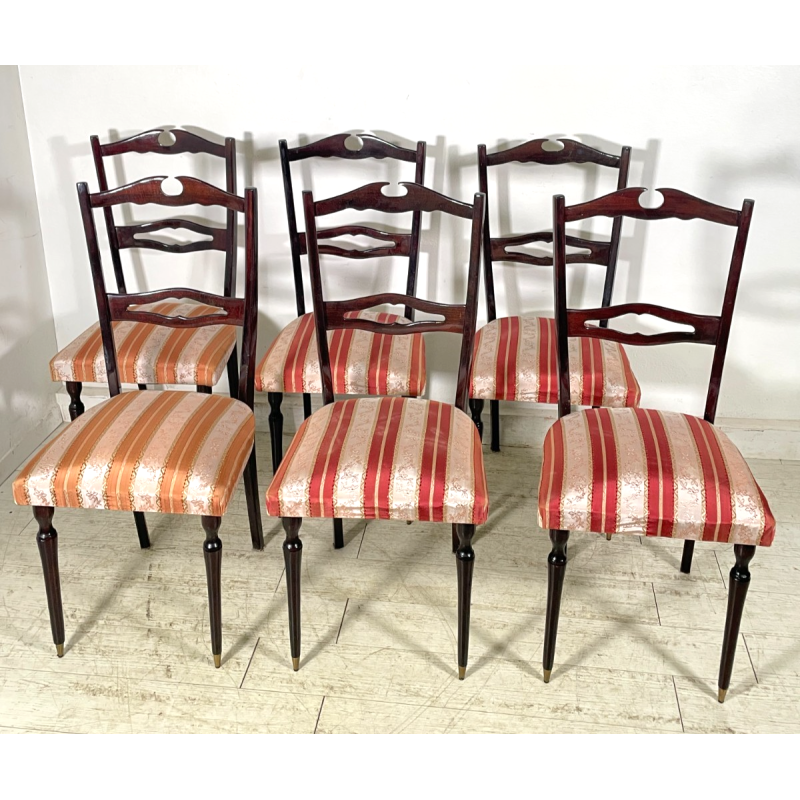 SET 6 SEDIE TAVOLO PRANZO DESIGN VINTAGE ATTR. PAOLO BUFFA CHIAVARINE ANNI 50
